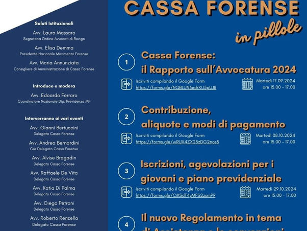 L'Avvocatura di Domani: Previdenza e Assistenza Forense.